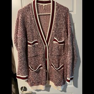 Maje women oversized cardigan in silver buttons and silver thread, size 3
